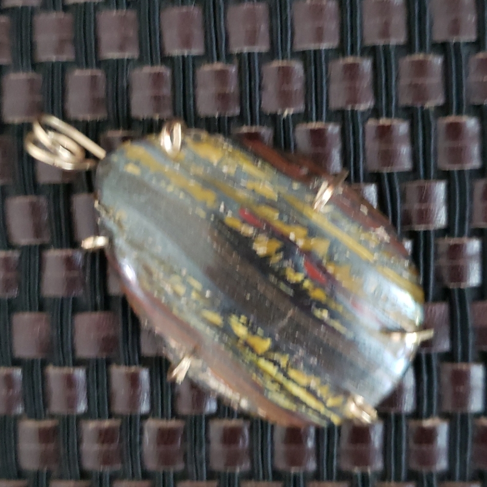 VTG artisan Tiger Eye pendant with gold color set - Picture 4 of 7